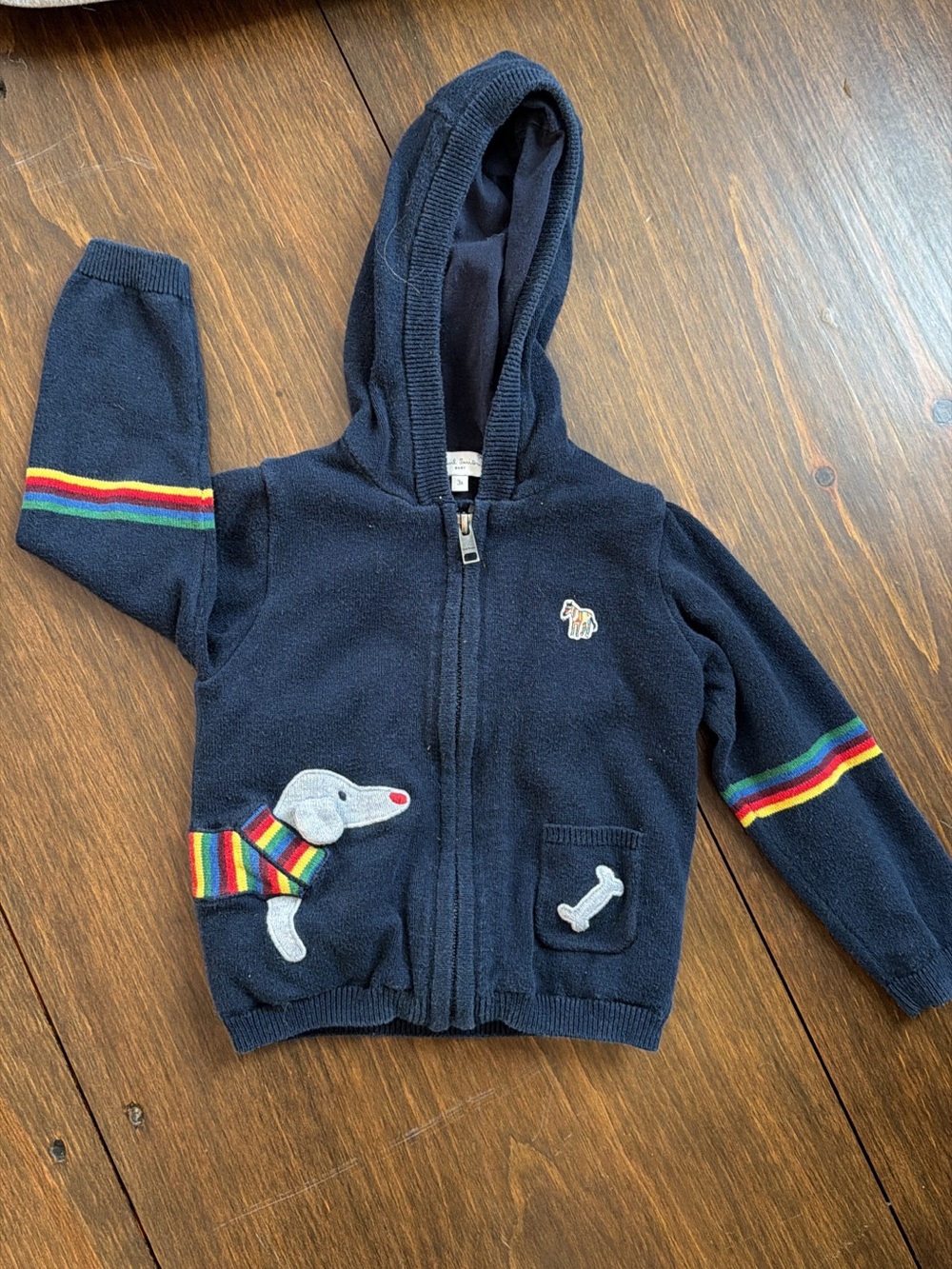 Paul Smith Navy Kids Hoodie with Rainbow Dog Appliqué